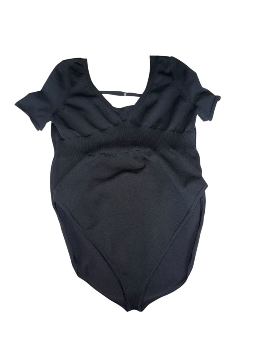 NIKE Open-back Stretch-knit Black Short Sleeve Bodysuit Size XL